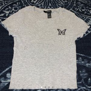 GREY BUTTERFLY FOREVER 21 SHIRT